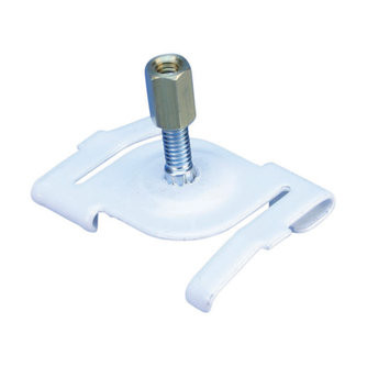 Caddy 4G8WHWB 4G8 Twist Clip for Track Lighting, Painted, White, 15/16" (24 mm) T-Grid, #8 Screw, 5/8" (15.9 mm) Screw, Brass Barrel Nut