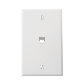 Leviton 40238-W Standard Telephone Wall Jack, 6P6C, Screw Terminals, White