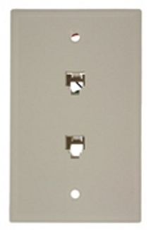 Leviton 40244-T Standard Telephone Wall Jack, 6P4C x 6P4C, Screw Terminals, Light Almond