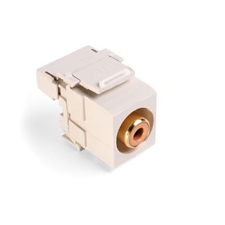 Leviton 40735-ROT RCA 110-Termination QuickPort Connector, Orange Barrel, Light Almond Housing