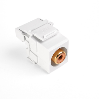 Leviton 40735-ROW RCA 110-Termination QuickPort Connector, Orange Barrel, White Housing