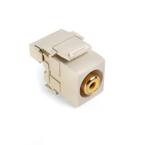 Leviton 40735-RYI RCA 110-Termination QuickPort Connector, Yellow Barrel, Ivory Housing