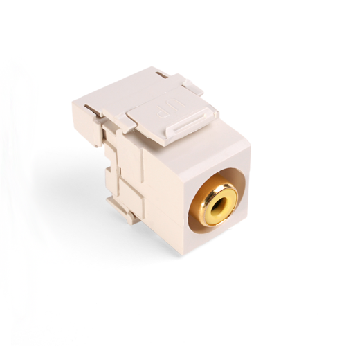 Leviton 40735-RYT RCA 110-Termination QuickPort Connector, Yellow Barrel, Light Almond Housing