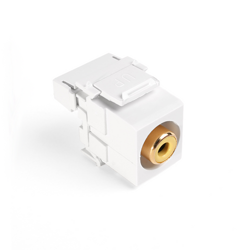 Leviton 40735-RYW RCA 110-Termination QuickPort Connector, Yellow Barrel, White Housing