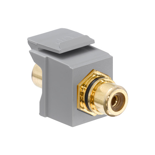 Leviton 40830-BGE RCA Feedthrough QuickPort Connector, Gold-Plated, Black Stripe, Grey Housing