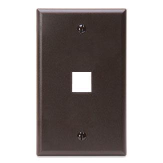 Leviton 41080-1BP Single-Gang QuickPort Wallplate, 1-Port, Brown