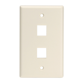 Leviton 41080-2TL Single-Gang QuickPort Wallplate for Large Connectors, 2-Port, Light Almond
