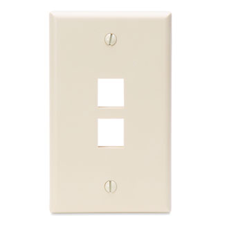Leviton 41080-2TP Single-Gang QuickPort Wallplate, 2-Port, Light Almond