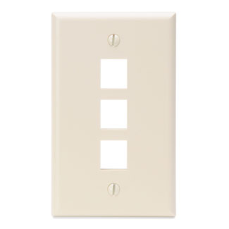 Leviton 41080-3TP Single-Gang QuickPort Wallplate, 3-Port, Light Almond