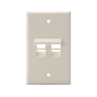 Leviton 41081-2TP Angled Single-Gang QuickPort Wallplate, 2-Port, Light Almond