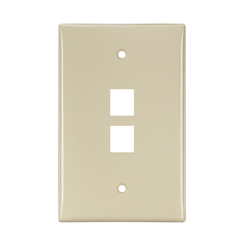 Leviton 41091-2IN Midsize Single-Gang QuickPort Wallplate, 2-Port, Ivory
