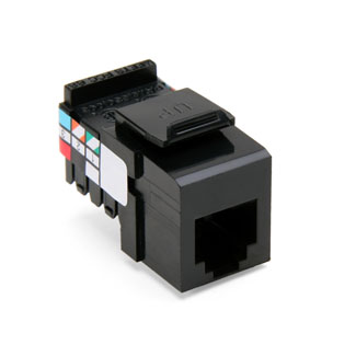 Leviton 41106-RE6 Voice Grade QuickPort Jack, 6P6C, Black