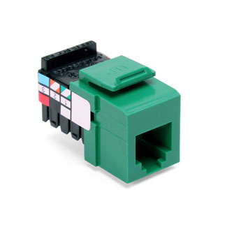 Leviton 41106-RV6 Voice Grade QuickPort Jack, 6P6C, Green