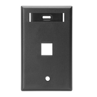 Leviton 42080-1ES Single-Gang QuickPort Wallplate with ID Window, 1-Port, Black