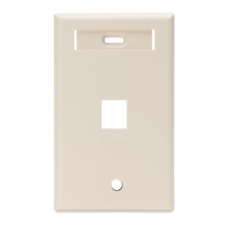 Leviton 42080-1TS Single-Gang QuickPort Wallplate with ID Window, 1-Port, Light Almond