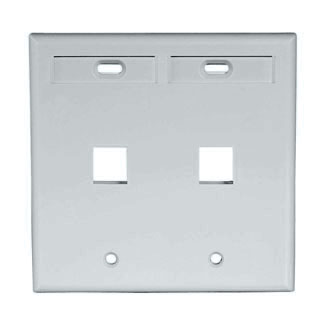 Leviton 42080-2GP Dual-Gang QuickPort Wallplate with ID Windows, 2-Port, Grey