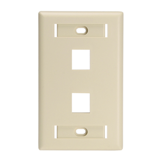 Leviton 42080-2IL Single-Gang QuickPort Wallplate for Large Connectors with ID Windows, 2-Port, Ivory