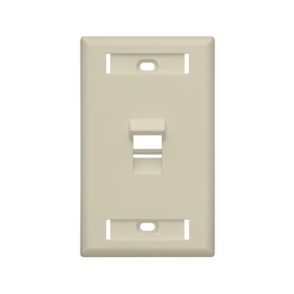 Leviton 42081-1IS Angled Single-Gang QuickPort Wallplate with ID Windows, 1-Port, Ivory