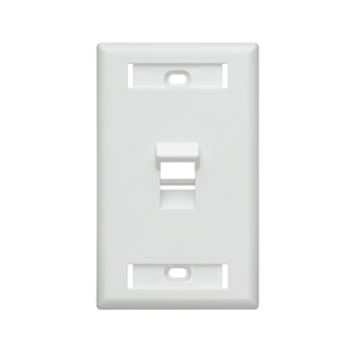 Leviton 42081-1WS Angled Single-Gang QuickPort Wallplate with ID Windows, 1-Port, White