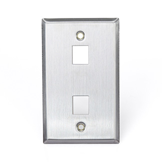 Leviton 43080-1S2 Stainless Steel QuickPort Wallplate, Single Gang, 2-Port