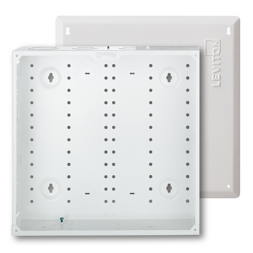 Leviton 47605-140 14" Structured Media Enclosure and Flush Mount Cover, Metal, White