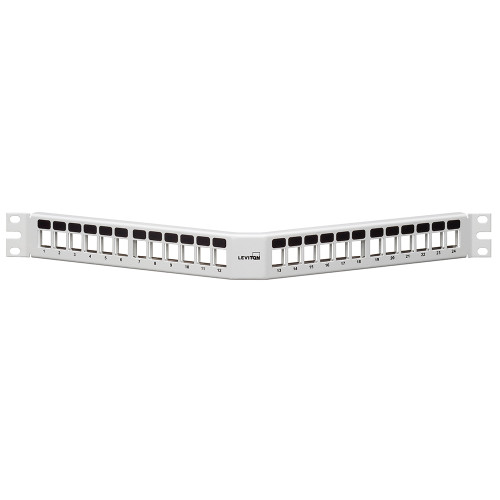 Leviton 49256-W4L 24-Port 1RU Angled QuickPort Patch Panel, White