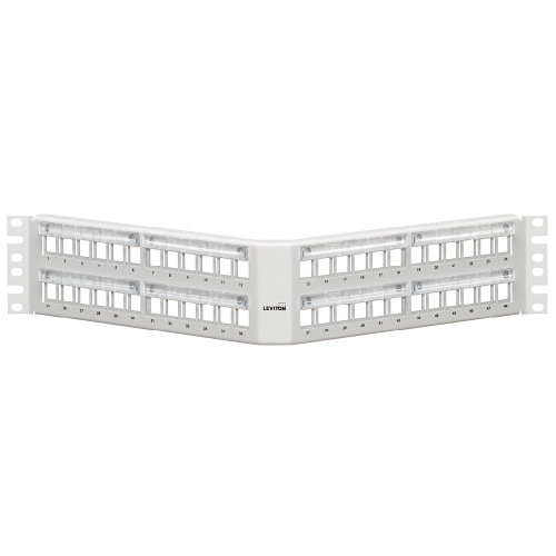 Leviton 49256-W8M 48-Port 2RU Angled QuickPort Patch Panel w/ Mag Lens, White