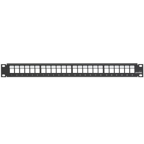 Leviton 49355-H24 1RU 24-Port Flat QuickPort Patch Panel, Black