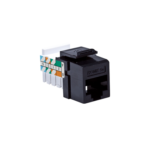 Leviton 5EHOM-RE5 HOME 5e Snap-In Jack, T568A/B Wiring, Black