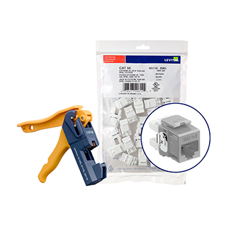 Leviton 5G110-JG5 150 eXtreme Cat 5e QuickPort Jacks, Bulk QuickPack, Gray, Kitted with JackRapid Tool