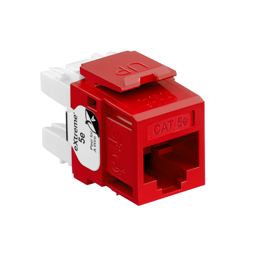 Leviton 5G110-RC5 eXtreme Cat 5e QuickPort Jack, Crimson