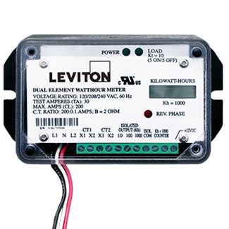 Leviton 7B101-T01 Submeter, 120V, 1 Phase 2 Wire, Single Element, 100A Mini Meter, 0.1kWh, No Enclosure, LCD Counter, Electric Meter
