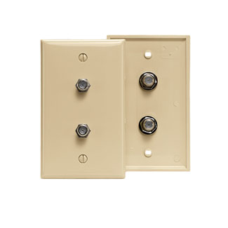 Leviton 80782-I Standard Video Wall Jack with Two F-Connectors, Ivory