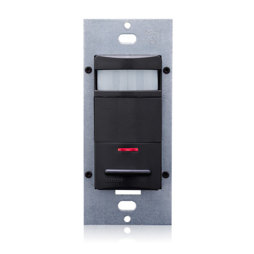 Leviton MDS15-IDE Occupancy Sensor, Lev-Lok, PIR, Wall Switch, 2100SF, 120-277V, Black, Self-Adaptive, Decora