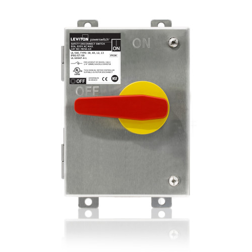 Leviton MDS6-AC Powerswitch Safety Disconnect Switch with Factory Installed Auxiliary Contact