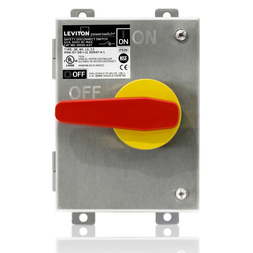 Leviton MDS6-AST 60 A Stainless Steel Slope Top Disconnect Switch with Auxiliary Contact