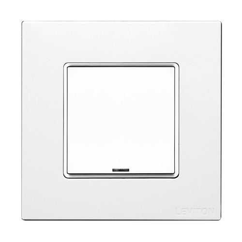 Leviton OBKBD-10W Omni-Bus DLV Switch, IEC BS, 1 Button, RJ45 Connectors for Omni-Bus, Color: White