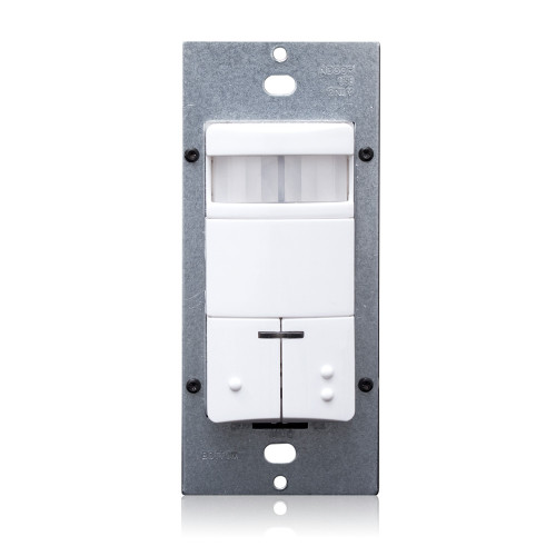 Leviton ODS0D-IDW Occupancy Sensor, Dual Relay, PIR, Wall Switch, 2100SF, 120-277V, White, Decora