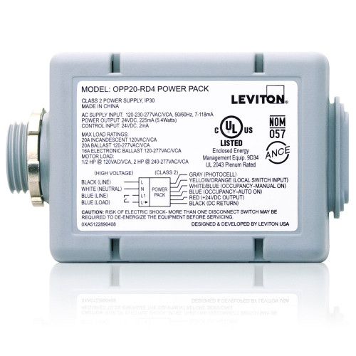 Leviton OPP20-RD3 Occupancy Sensor Power Pack, Super Duty, Auto-ON and Photocell inputs