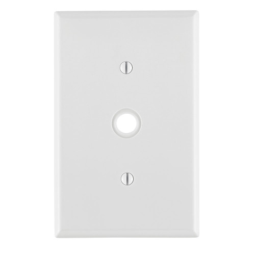 Leviton PJ11-W White 1-Gang .406 Inch Hole Device Telephone/Cable Wallplate, Midway Size