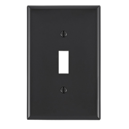 Leviton PJ1-E Black Brown 1-Gang Toggle Wallplate, Midway Size, Device Mount