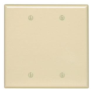 Leviton PJ23-E 2-Gang No Device Blank Wallplate, Midway Size, Thermoplastic Nylon, Box Mount, - Black