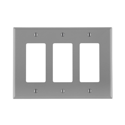 Leviton PJ263-GY 3-Gang, Midway Size, Thermoplastic Nylon, Device Mount, Decora/GFCI Device Decora Wallplate/Faceplate - Gray