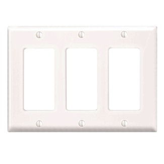 Leviton PJ263-W 3-Gang, Midway Size, Thermoplastic Nylon, Device Mount, Decora/GFCI Device Decora Wallplate/Faceplate - White