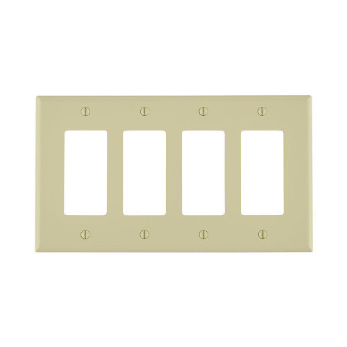 Leviton PJ264-I 4-Gang, Midway Size, Thermoplastic Nylon, Device Mount, Decora/GFCI Device Decora Wallplate/Faceplate - Ivory