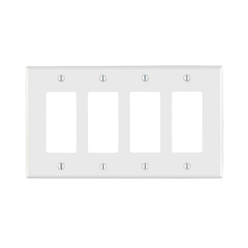 Leviton PJ264-W 4-Gang, Midway Size, Thermoplastic Nylon, Device Mount, Decora/GFCI Device Decora Wallplate/Faceplate - White