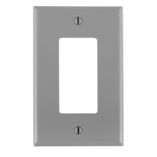 Leviton PJ26-GY 1-Gang Decora/GFCI Device Decora Wallplate, Midway Size, Thermoplastic Nylon, Device Mount, - Gray