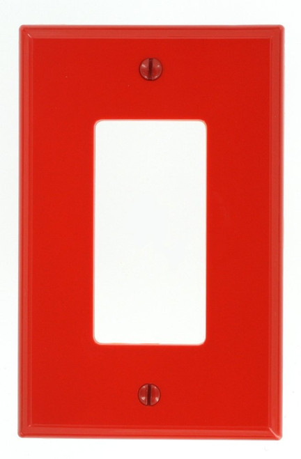 Leviton PJ26-R 1-Gang Decora/GFCI Device Decora Wallplate, Midway Size, Thermoplastic Nylon, Device Mount, - Red