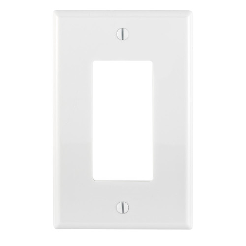 Leviton PJ26-W 1-Gang Decora/GFCI Device Decora Wallplate, Midway Size, Thermoplastic Nylon, Device Mount, - White