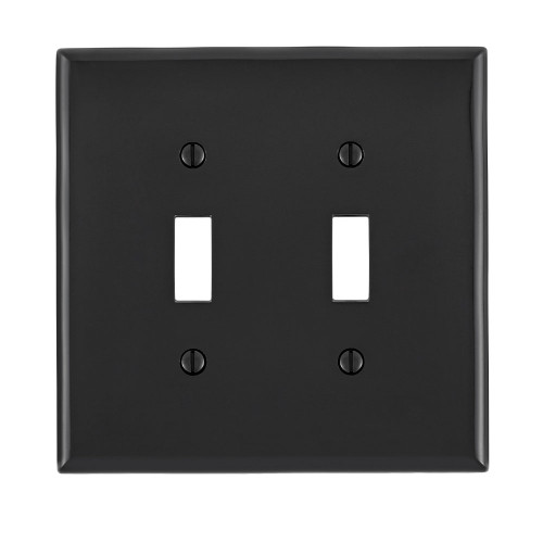 Leviton PJ2-E 2-Gang Toggle Device Switch Wallplate, Midway Size, Thermoplastic Nylon, Device Mount, - Black